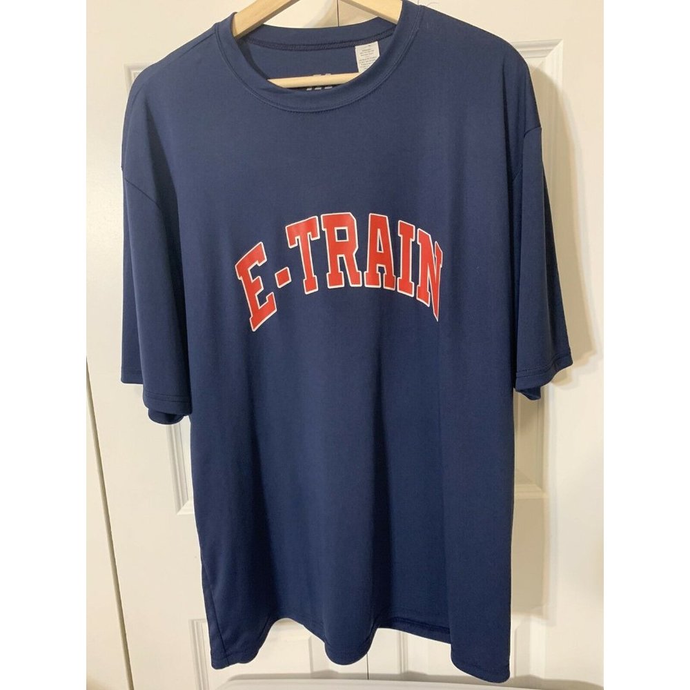 A4.com E Train T Shirt Mens Blue Sz XL‎ BASEBALL No 75